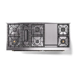 ILVE 60-Inch Nostalgie II Noblesse Propane Gas Dual Fuel Range with 9 Sealed Burners, Griddle, Triple Glass Door Oven in Custom RAL with Bronze Trim (UN60FNMPRABLP)