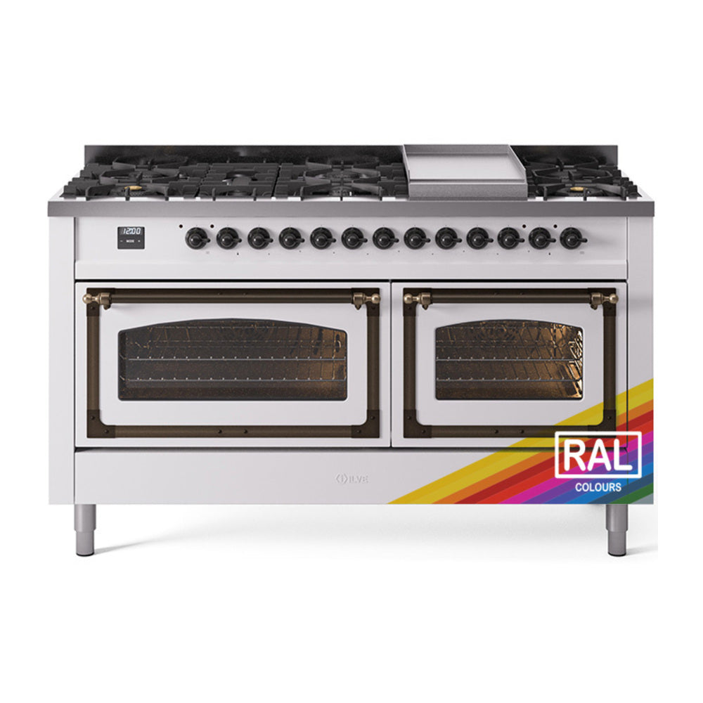 ILVE 60-Inch Nostalgie II Noblesse Natural Gas Dual Fuel Range   in Custom RAL with Bronze Trim (UN60FNMPRAB)