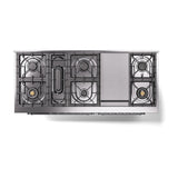 ILVE 60-Inch Nostalgie II Noblesse Propane Gas Dual Fuel Range with 9 Sealed Burners, Griddle, and Solid Door Oven in Blue Grey with Chrome Trim (UN60FQNMPBGCLP)