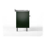 ILVE 60-Inch Nostalgie II Noblesse Natural Gas Dual Fuel Range with 9 Sealed Burners, Griddle, and Solid Door Oven in Emerald Green with Chrome Trim (UN60FQNMPEGC)