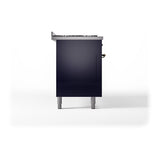 ILVE 60-Inch Nostalgie II Noblesse Natural Gas Dual Fuel Range with 9 Sealed Burners, Griddle, and Solid Door Oven in Midnight Blue with Bronze Trim (UN60FQNMPMBB)