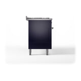 ILVE 60-Inch Nostalgie II Noblesse Natural Gas Dual Fuel Range with 9 Sealed Burners, Griddle, and Solid Door Oven in Midnight Blue with Chrome Trim  (UN60FQNMPMBC)