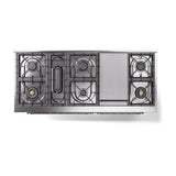 ILVE 60-Inch Nostalgie II Noblesse Natural Gas Dual Fuel Range with 9 Sealed Burners, Griddle, and Solid Door Oven in Custom RAL with Chrome Trim (UN60FQNMPRAC)