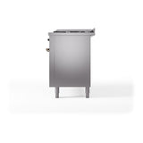 ILVE 60-Inch Nostalgie II Noblesse Propane Gas Dual Fuel Range with 9 Sealed Burners, Griddle, and Solid Door Oven in Stainless Steel with Bronze Trim (UN60FQNMPSSBLP)