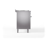 ILVE 60-Inch Nostalgie II Noblesse Natural Gas Dual Fuel Range with 9 Sealed Burners, Griddle, and Solid Door Oven in Stainless Steel with Chrome Trim (UN60FQNMPSSC)