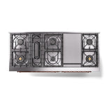 ILVE 60-Inch Nostalgie II Noblesse Propane Gas Dual Fuel Range with 9 Sealed Burners, Griddle, and Solid Door Oven in Stainless Steel with Copper Trim (UN60FQNMPSSPLP)