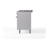 ILVE 60-Inch Nostalgie II Noblesse Propane Gas Dual Fuel Range with 9 Sealed Burners, Griddle, and Solid Door Oven in White with Bronze Trim (UN60FQNMPWHBLP)