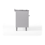 ILVE 60-Inch Nostalgie II Noblesse Natural Gas Dual Fuel Range with 9 Sealed Burners, Griddle, and Solid Door Oven in White with Chrome Trim (UN60FQNMPWHC)