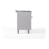 ILVE 60-Inch Nostalgie II Noblesse Propane Gas Dual Fuel Range with 9 Sealed Burners, Griddle, and Solid Door Oven in White with Brass Trim (UN60FQNMPWHGLP)