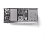 ILVE 60-Inch Nostalgie II Noblesse Natural Gas Dual Fuel Range with 7 Sealed Burners, Griddle, French Top and Triple Glass Door Oven in Blue Grey with Brass Trim (UN60FSNMPBGG)