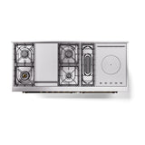 ILVE 60-Inch Nostalgie II Noblesse Natural Gas Dual Fuel Range with 7 Sealed Burners, Griddle, French Top, and Triple Glass Door Oven in Emerald Green with Bronze Trim (UN60FSNMPEGB)