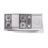 ILVE 60-Inch Nostalgie II Noblesse Natural Gas Dual Fuel Range with 7 Sealed Burners, Griddle, French Top, and Triple Glass Door Oven in Emerald Green with Chrome Trim (UN60FSNMPEGC)