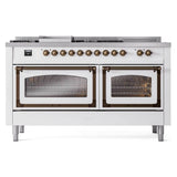 ILVE 60-Inch Nostalgie II Noblesse Natural Gas Dual Fuel Range with 7 Sealed Burners, Griddle, French Top, and Triple Glass Door Oven in Custom RAL with Bronze Trim (UN60FSNMPRAB)