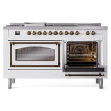ILVE 60-Inch Nostalgie II Noblesse Natural Gas Dual Fuel Range with 7 Sealed Burners, Griddle, French Top, and Triple Glass Door Oven in Custom RAL with Bronze Trim (UN60FSNMPRAB)