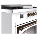 ILVE 60-Inch Nostalgie II Noblesse Natural Gas Dual Fuel Range with 7 Sealed Burners, Griddle, French Top, and Triple Glass Door Oven in Custom RAL with Bronze Trim (UN60FSNMPRAB)
