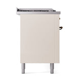 ILVE 60-Inch Nostalgie II Noblesse Propane Gas Dual Fuel Range with 7 Sealed Burners, Gridlde, French Top, and Solid Door Oven in Antique Whitewith Bronze Trim (UN60FSQNMPAWBLP)