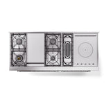 ILVE 60-Inch Nostalgie II Noblesse Propane Gas Dual Fuel Range with 7 Sealed Burners, Gridlde, French Top, and Solid Door Oven in Antique White with Chrome Trim (UN60FSQNMPAWCLP)