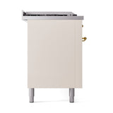 ILVE 60-Inch Nostalgie II Noblesse Propane Gas Dual Fuel Range with 7 Sealed Burners, Gridlde, French Top, and Solid Door Oven in Antique White with Brass Trim (UN60FSQNMPAWGLP)