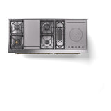 ILVE 60-Inch Nostalgie II Noblesse Propane Gas Dual Fuel Range with 7 Sealed Burners, Gridlde, French Top, and Solid Door Oven in Blue Grey with Brass Trim (UN60FSQNMPBGGLP)