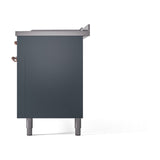 ILVE 60-Inch Nostalgie II Noblesse Natural Gas Dual Fuel Range with 7 Sealed Burners, Gridlde, French Top, and Solid Door Oven in Blue Grey with Copper Trim (UN60FSQNMPBGP)