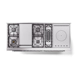 ILVE 60-Inch Nostalgie II Noblesse Dual Fuel Range with 7 Sealed Burners, Gridlde, French Top, and Solid Door Oven in Burgundy with Chrome Trim (UN60FSQNMPBUC)