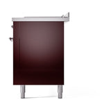 ILVE 60-Inch Nostalgie II Noblesse Dual Fuel Range with 7 Sealed Burners, Gridlde, French Top, and Solid Door Oven in Burgundy with Chrome Trim (UN60FSQNMPBUC)