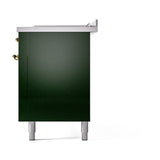 ILVE 60-Inch Nostalgie II Noblesse Propane Gas Dual Fuel Range with 7 Sealed Burners, Gridlde, French Top, and Solid Door Oven in Emerald Green with Brass Trim (UN60FSQNMPEGGLP)