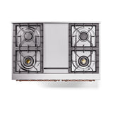 ILVE 40-Inch Nostalgie II Noblesse Natural Gas Dual Fuel Range with Triple Glass Door Oven in Midnight Blue with Copper Trim (UND40FNMPMBP)