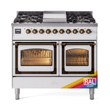 ILVE 40-Inch Nostalgie II Noblesse Propane Gas Dual Fuel Range with Triple Glass Door Oven in Custom RAL with Bronze Trim (UND40FNMPRABLP)