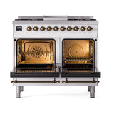 ILVE 40-Inch Nostalgie II Noblesse Propane Gas Dual Fuel Range with Triple Glass Door Oven in Custom RAL with Bronze Trim (UND40FNMPRABLP)