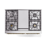 ILVE 40-Inch Nostalgie II Noblesse Propane Gas Dual Fuel Range with Triple Glass Door Oven in RAL with Brass Trim (UND40FNMPRAGLP)