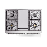 ILVE 40-Inch Nostalgie II Noblesse Propane Gas Dual Fuel Range with Solid Door Oven in Blue Grey with Chrome Trim (UND40FQNMPBGCLP)