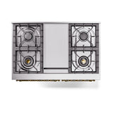 ILVE 40-Inch Nostalgie II Noblesse Propane Gas Dual Fuel Range with Solid Door Oven in Glossy Black with Brass Trim (UND40FQNMPBKGLP)