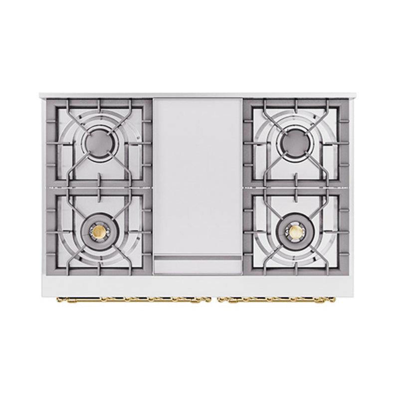 ILVE 40-Inch Nostalgie II Noblesse Propane Gas Dual Fuel Range with Solid Door Oven in Midnight Blue with Brass Trim (UND40FQNMPMBGLP)
