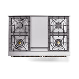 ILVE 40-Inch Nostalgie II Noblesse Propane Gas Dual Fuel Range with Solid Door Oven in Stainless Steel with Bronze Trim (UND40FQNMPSSBLP)