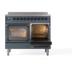 ILVE 40-Inch Nostalgie II Noblesse Induction Range with Triple Glass Door in Blue Grey with Bronze Trim (UNDI406NMPBGB)