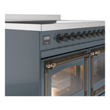 ILVE 40-Inch Nostalgie II Noblesse Induction Range with Triple Glass Door in Blue Grey with Bronze Trim (UNDI406NMPBGB)
