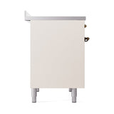 ILVE 40-Inch Nostalgie II Noblesse Induction Range with Solid Door Oven in Antique White with Bronze Trim (UNDI406QNMPAWB)