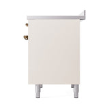 ILVE 40-Inch Nostalgie II Noblesse Induction Range with Solid Door Oven in Antique White with Bronze Trim (UNDI406QNMPAWB)
