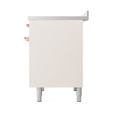 ILVE 40-Inch Nostalgie II Noblesse Induction Range with Solid Door Oven in Antique White with Copper Trim (UNDI406QNMPAWP)