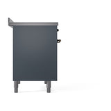 ILVE 40-Inch Nostalgie II Noblesse Induction Range with Solid Door Oven in Blue Grey with Bronze Trim (UNDI406QNMPBGB)