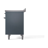 ILVE 40-Inch Nostalgie II Noblesse Induction Range with Solid Door Oven in Blue Grey with Chrome Trim (UNDI406QNMPBGC)