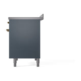 ILVE 40-Inch Nostalgie II Noblesse Induction Range with Solid Door Oven in Blue Grey with Brass Trim (UNDI406QNMPBGG)