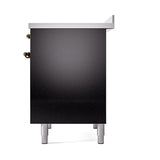 ILVE 40-Inch Nostalgie II Noblesse Induction Range with Solid Door Oven in Glossy Black with Bronze Trim (UNDI406QNMPBKB)