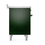 ILVE 40-Inch Nostalgie II Noblesse Induction Range with Solid Door Oven in Emerald Green with Bronze Trim (UNDI406QNMPEGB)