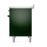 ILVE 40-Inch Nostalgie II Noblesse Induction Range with Solid Door Oven in Emerald Green with Bronze Trim (UNDI406QNMPEGB)