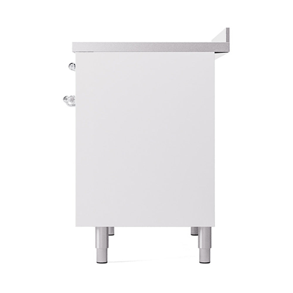 ILVE 40-Inch Nostalgie II Noblesse Induction Range with Solid Door Oven in White with Chrome Trim (UNDI406QNMPWHC)