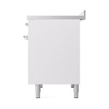 ILVE 40-Inch Nostalgie II Noblesse Induction Range with Solid Door Oven in White with Chrome Trim (UNDI406QNMPWHC)