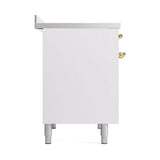 ILVE 40-Inch Nostalgie II Noblesse Induction Range with Solid Door Oven in White with Brass Trim (UNDI406QNMPWHG)