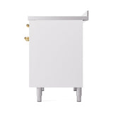 ILVE 40-Inch Nostalgie II Noblesse Induction Range with Solid Door Oven in White with Brass Trim (UNDI406QNMPWHG)